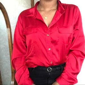 Calvin Klein Satin Button Up